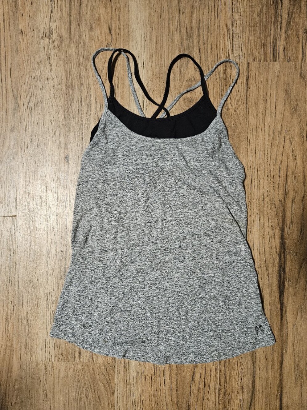 Victoria's Secret Strappy Grey Tank with Black Inner Shelf Bra